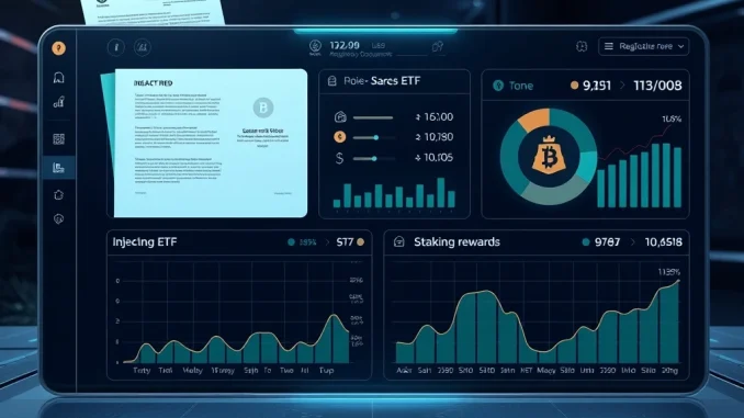 Staked Injective ETF dashboard with staking rewards and blockchain integration