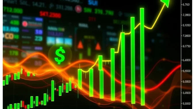 Chart illustrating a significant Sui (SUIUSDT) price surge, indicating a strong bullish crypto trend in the market.