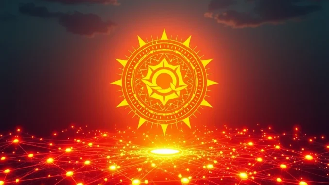 SUN cryptocurrency price surge with blockchain network background