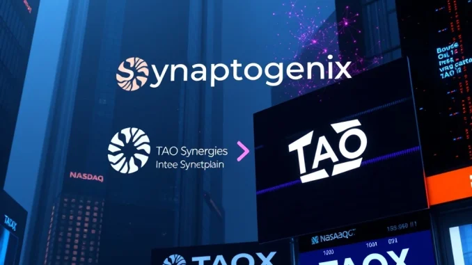 Synaptogenix rebrands to TAO Synergies with blockchain and Nasdaq elements
