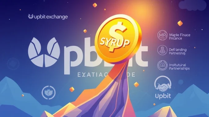SYRUP Token: Explosive Growth Unleashed as Upbit Listing & 25% Buybacks Propel Maple Finance SYRUP token on a chart with an upward trend, symbolizing its surge following the Upbit listing and increased Maple Finance buybacks.