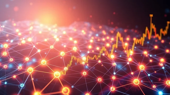 An upward trending graph showing the T token's price surge, illustrating the significant growth from its recent blockchain partnership.