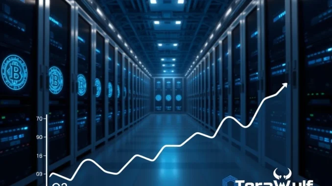 TeraWulf Bitcoin mining operations, showing Q2 performance metrics and digital currency focus.