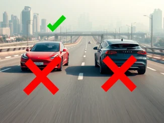 Tesla FSD system performing flawlessly on a highway, outperforming Chinese EVs in a critical safety test, highlighting its advanced capabilities.