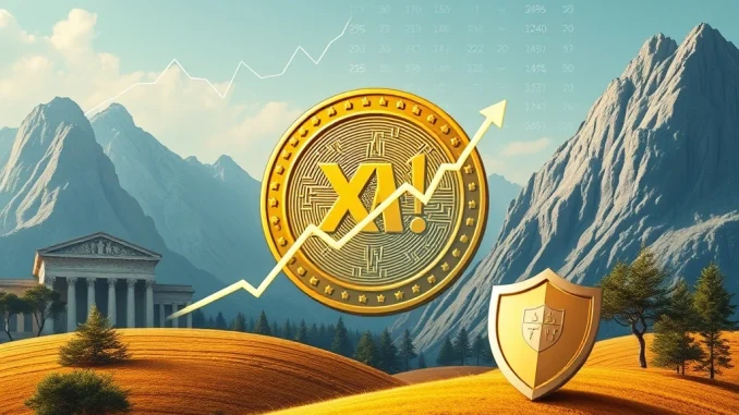 Tether Gold's Remarkable Surge: Why This Digital Asset is a Crucial Inflation Hedge Amid Global Turmoil Tether Gold (XAUt) coin with an upward trend line, symbolizing its growth as a crucial inflation hedge.