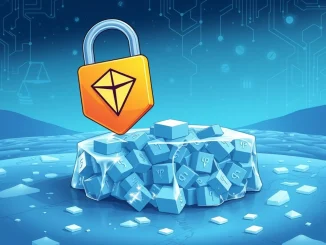 A visual representation of Tether's decisive action to freeze USDT on the Tron blockchain for AML compliance, highlighting the impact of the Tether freeze.