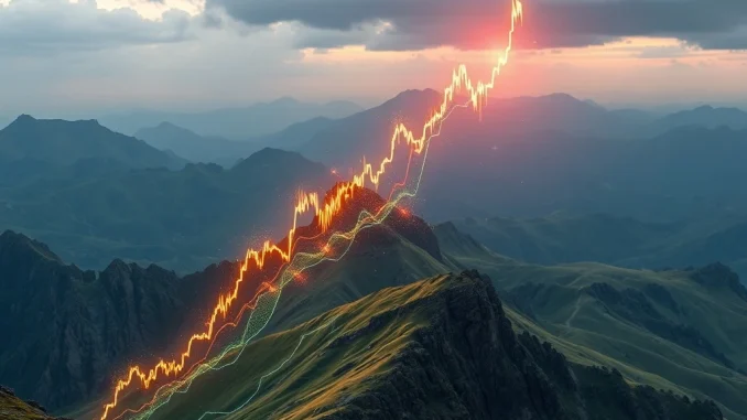 A vibrant chart showing an explosive surge in THE crypto price amidst market volatility, symbolizing dramatic digital asset performance.