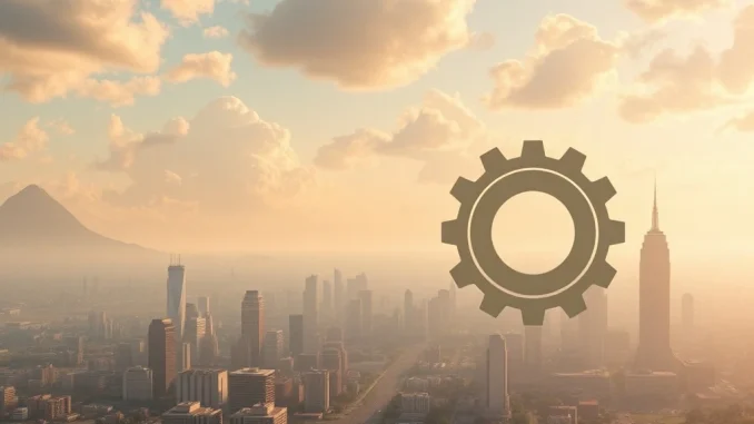 A digital avatar in The Sandbox metaverse standing before a dissolving organizational chart, symbolizing The Sandbox restructuring and leadership changes.