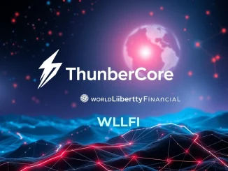 ThunderCore logo alongside WLFI logo, symbolizing their upcoming collaboration in the DeFi space, hinting at the Trump-linked project's impact.