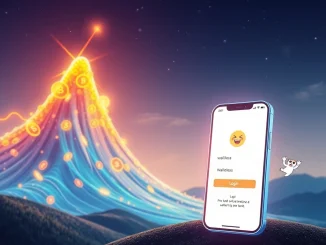 A dynamic graph showing TOKEN6900's crypto presale surge, alongside a sleek interface demonstrating WeWake's walletless, gasless crypto access.