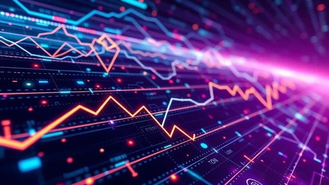 Visualizing the TON Coin blockchain's dynamic evolution with ongoing network upgrades and the fluctuating crypto market.