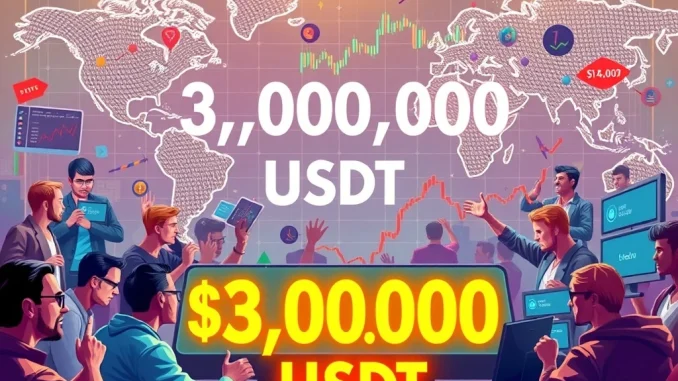 An epic Toobit Futures Tournament with a 3,000,000 USDT prize pool, symbolizing global crypto trading competition.