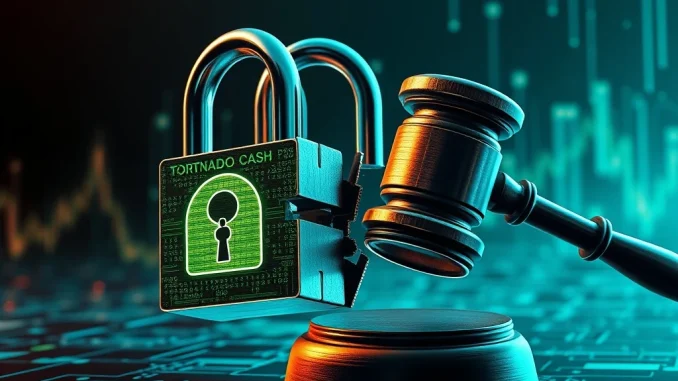 Crucial Tornado Cash Case: DoJ's Potential Dragonfly VC Charges Ignite Crypto Regulation Debate Illustrates the critical intersection of Tornado Cash, DoJ charges, and venture capital, symbolizing heightened crypto regulation and investor liability.