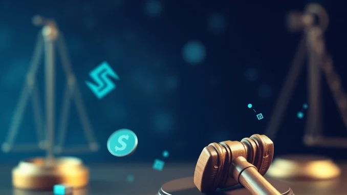 Crucial Support: Solana Policy Institute Funds Tornado Cash Founder's Legal Defense A legal gavel resting on a blockchain, symbolizing the crucial support for the Tornado Cash founder's legal defense.