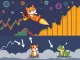 A triumphant Troller Cat character soaring above cryptocurrency charts, symbolizing the explosive Troller Cat meme coin presale success.