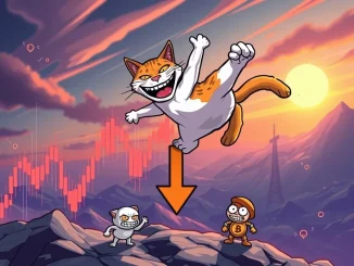 A victorious Troller Cat character soaring above a crypto chart, symbolizing its impressive crypto gains and structured presale strategy.
