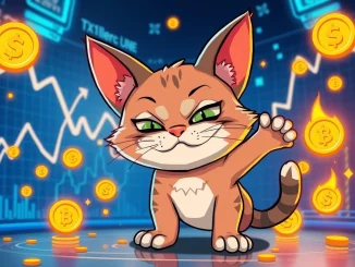 A mischievous Troller Cat character overseeing crypto charts, symbolizing the potential for high ROI in its presale.