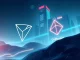 TRON logo soaring past Cardano's, symbolizing its incredible rise in crypto market cap driven by Justin Sun's strategic moves.