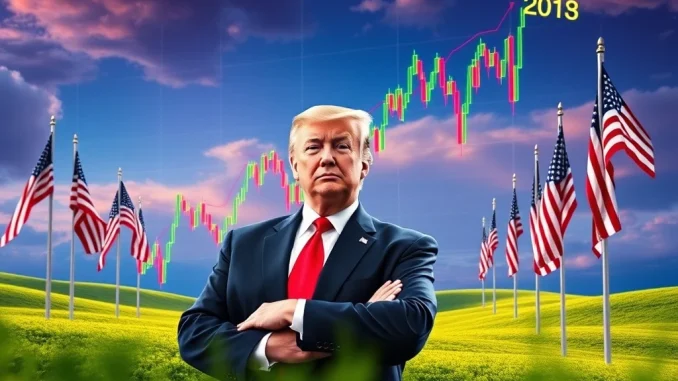 Former President Trump championing US digital asset leadership and the GENIUS Act, highlighting his 'Trump crypto' vision.