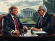 President Trump and Federal Reserve Chair Jerome Powell in a tense meeting, discussing crucial interest rates and the Fed's independence.