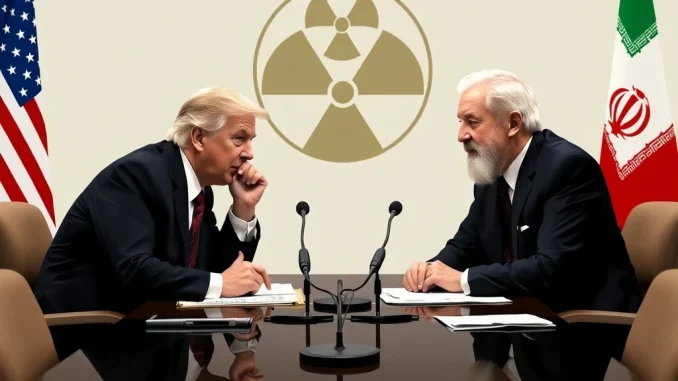 Trump and Iranian officials discussing nuclear advancements in a high-stakes meeting.