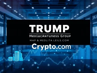 Illustration of Trump Media's strategic move into digital assets, specifically its planned investment in Cronos (CRO) token.