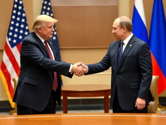 Presidents Trump and Putin engage in a significant **Trump Putin meeting** in Anchorage, symbolizing high-level diplomatic efforts.