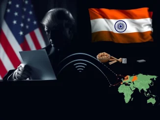 Donald Trump signing an executive order imposing tariffs, symbolizing the economic shockwave of new Trump tariffs on Indian imports.