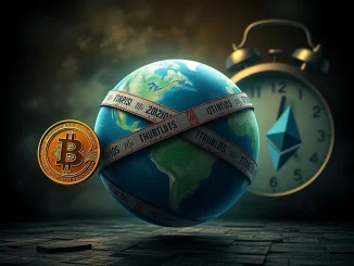 A visual representation of global trade tensions and market volatility, highlighting the potential impact of Trump tariffs on cryptocurrency markets by August 2025.