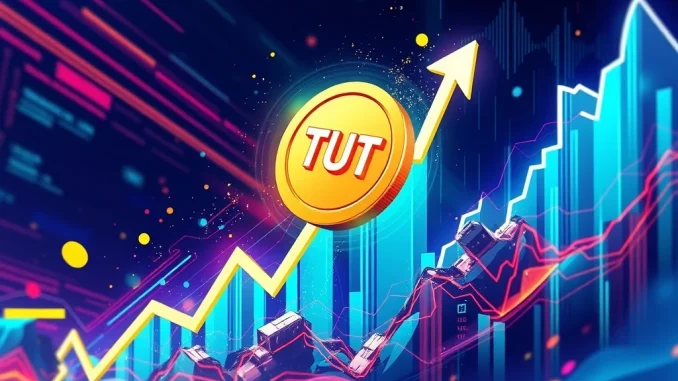 A chart showing the explosive TUT crypto price surge, indicating a major market shift driven by liquidity and institutional interest.