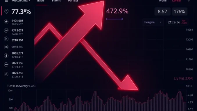 TUT cryptocurrency price crash shown on volatile market dashboard