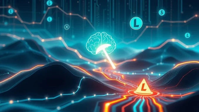 An AI-powered system overseeing a crypto mining operation, representing Unilabs' innovative AI crypto strategy for Litecoin and Kaspa.