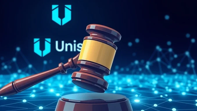 An abstract representation of the Uniswap Foundation's new legal entity, symbolizing robust protocol governance and crypto legal defense.