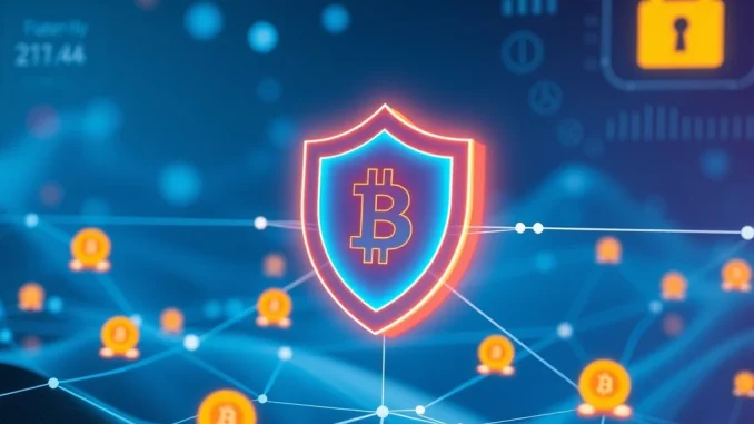 A digital shield protecting crypto assets, symbolizing crucial self-custody crypto security and digital asset protection for investors.