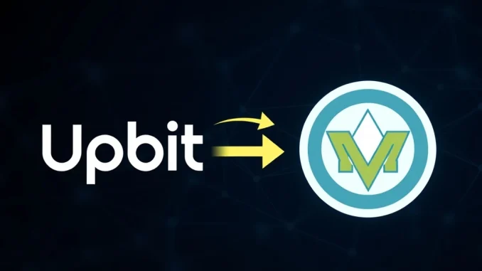 Upbit and Mantra (OM) logos signifying the updated token circulation plan on the Upbit crypto exchange platform.