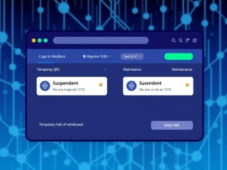 Illustration depicting Upbit's temporary suspension of QKC and SC deposits and withdrawals for critical wallet maintenance.