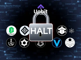 Upbit withdrawal suspension due to network block generation halt affecting various digital assets.