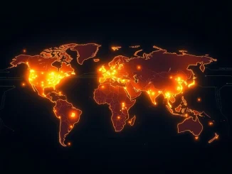 Map showing global Bitcoin hashrate distribution, highlighting the US as a leader and Russia's significant rise.