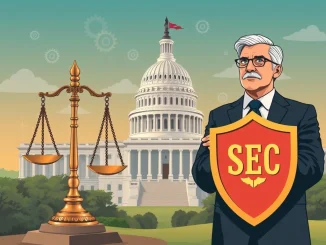 A visual metaphor for the transformative US crypto regulation, showing a balance between innovation and oversight, leading to increased institutional adoption.