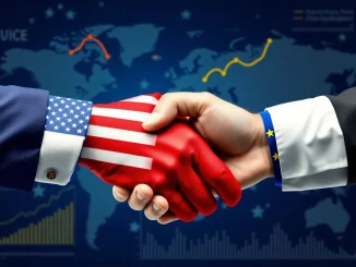 Illustrative image of the US-EU trade deal, symbolizing a significant economic agreement between the United two regions to foster transatlantic cooperation.