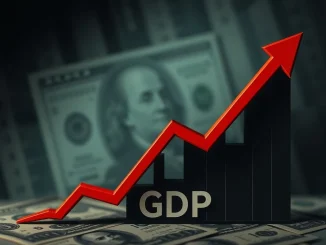 U.S. GDP contraction in Q1 2025 with a downward-trending graph