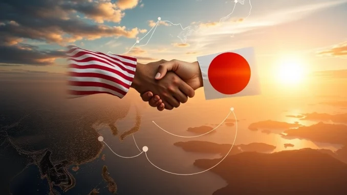Illustrates the strategic U.S.-Japan trade pact fostering global investment opportunities and new supply chains in the Indo-Pacific.