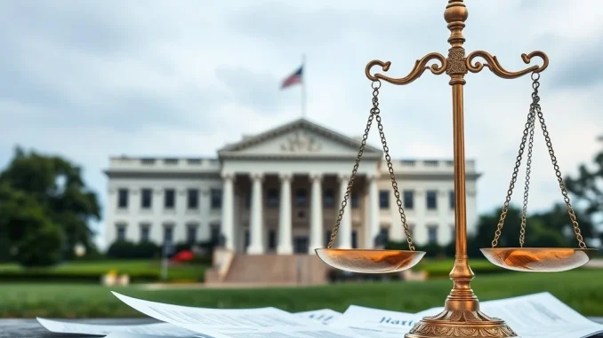 US Justice Department building, symbolizing their crucial appeal against a tariff ruling and ongoing trade policy dispute.