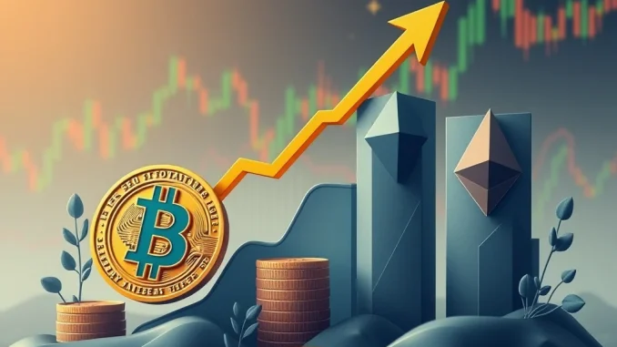 Visualizing significant positive inflows into US Spot Bitcoin ETFs and Ethereum ETFs, depicting market confidence and growth.