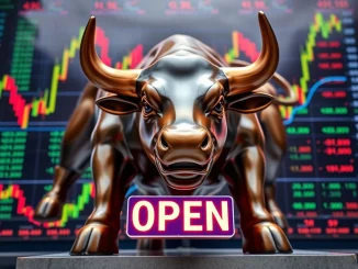 Upward trending financial charts reflecting the positive US stock market open, indicating investor confidence.