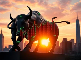 Upward trending charts symbolizing the positive open for US stock markets, with the S&P500, NASDAQ, and Dow Jones indexes rising.