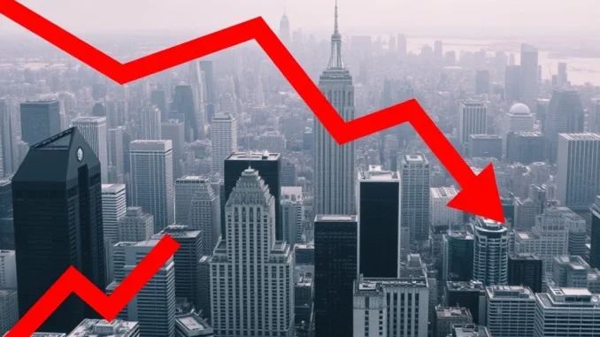 Urgent: U.S. Stock Markets Plunge – Unpacking the Impact on Crypto U.S. stock markets chart showing a sharp decline, reflecting investor sentiment and potential impacts on financial markets.