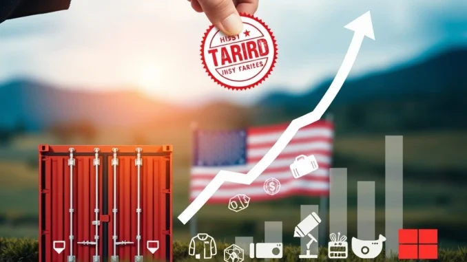 A visual representation of US tariffs impacting global supply chains, leading to rising consumer prices.