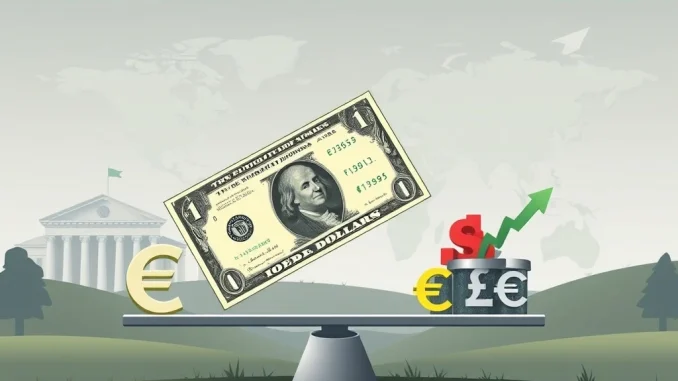 A scale showing modest USD depreciation against other currencies, illustrating BofA's forecast amid global policy shifts.