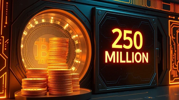 USDC Unleashed: A Massive $250 Million Minting Event Rocks the Crypto Market Digital representation of 250 million USDC coins being minted, highlighting the stablecoin's growing liquidity and impact on the crypto market.